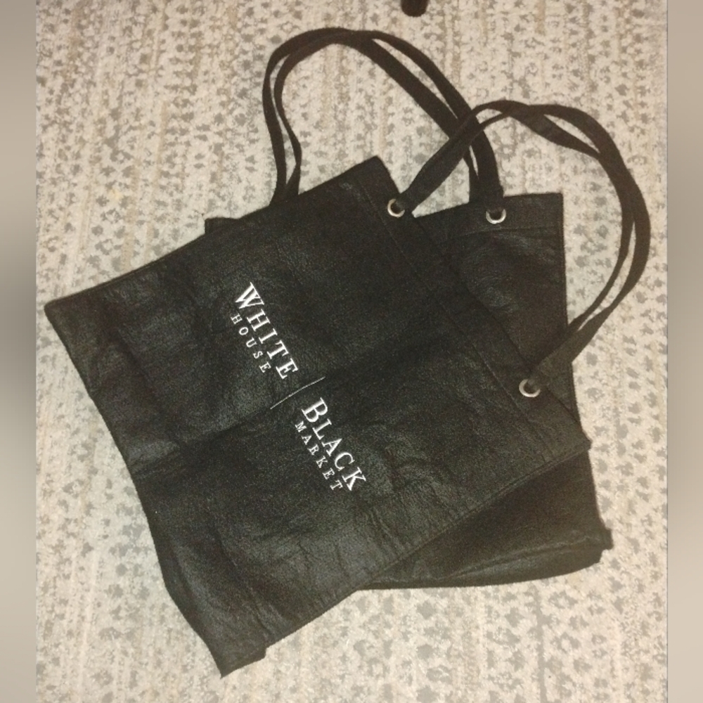 White House Black Market Black Tote Shopping Bags, Set Of 2 - Picture 3 of 7